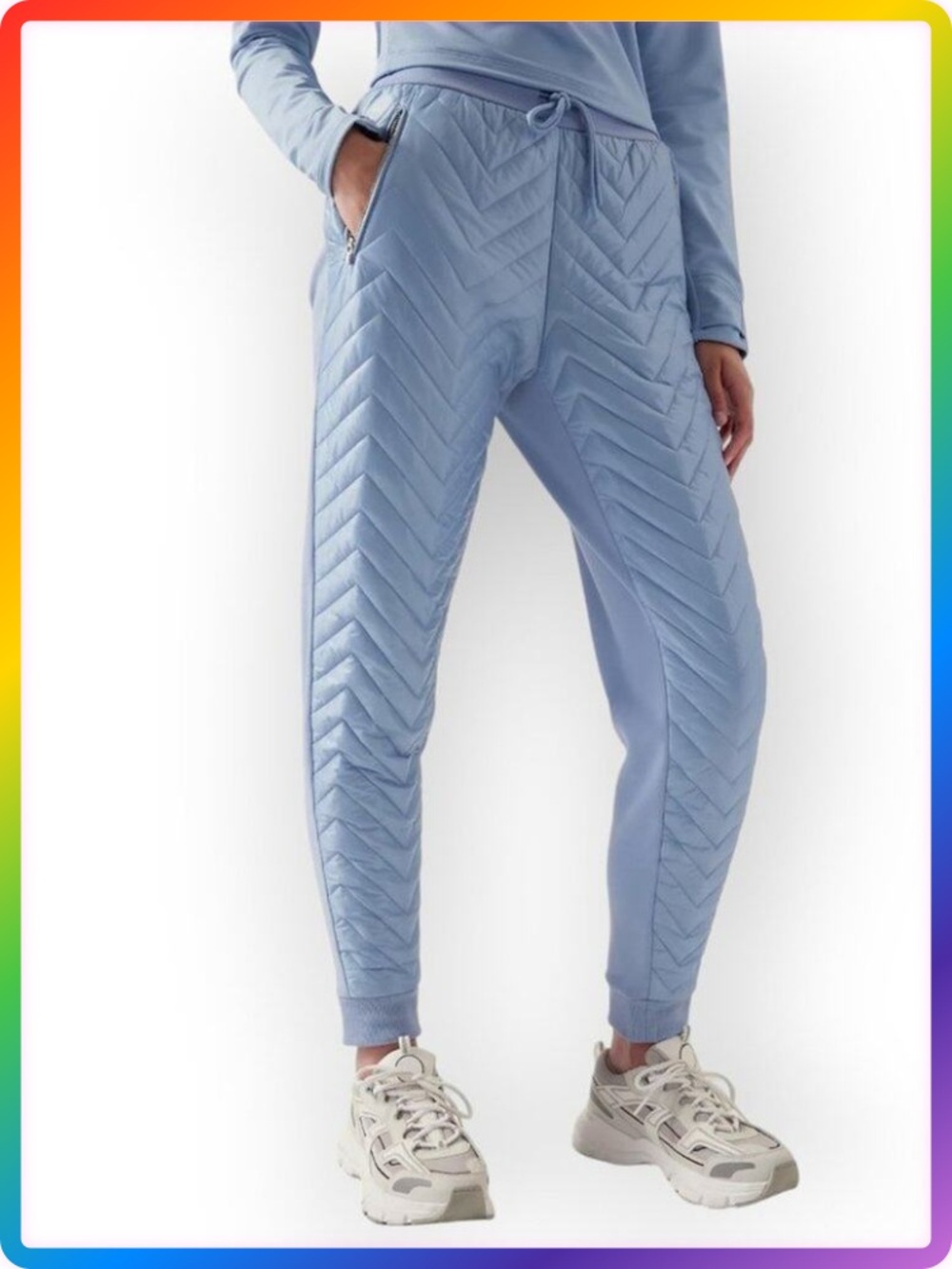 Athleta Apres Ski Down Jogger NWT SIZE 12 Heron Blue Quilted Primaloft Pant